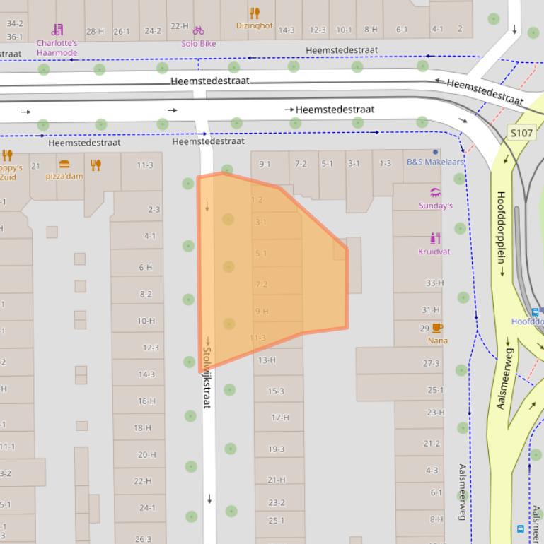 Kaart van postcodegebied 1059XR.