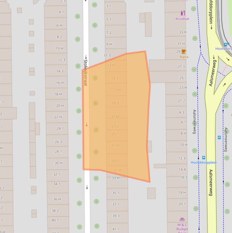 Kaart van postcodegebied 1059XS.