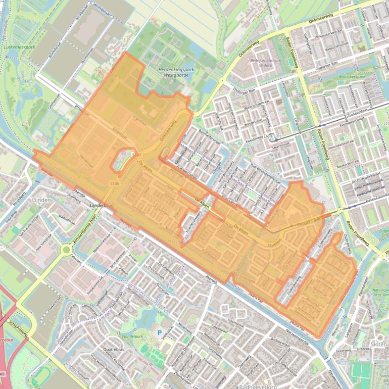 Kaart van postcodegebied 1060.