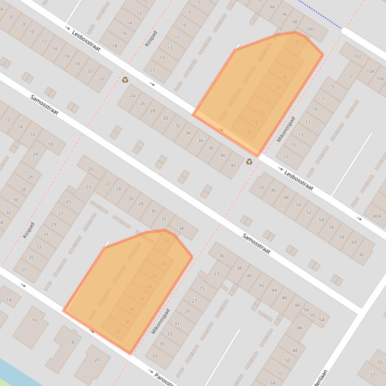 Kaart van postcodegebied 1060MX.