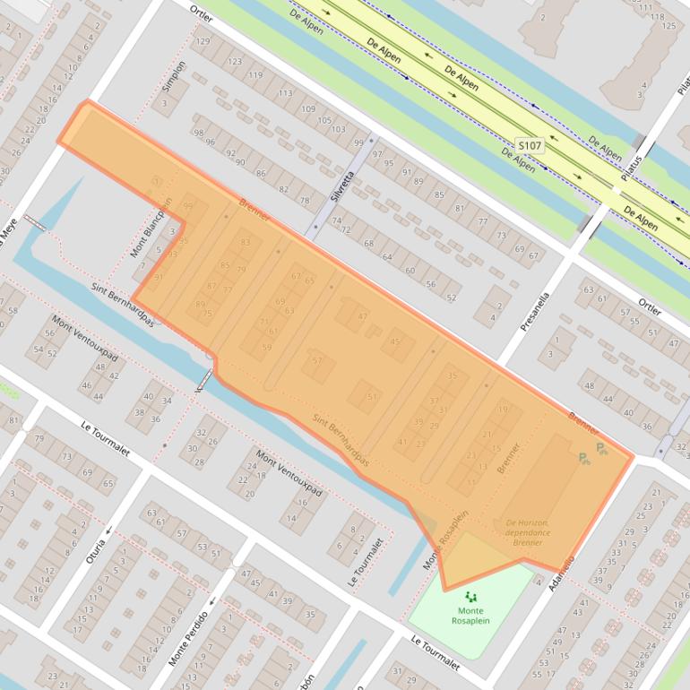 Kaart van postcodegebied 1060NT.