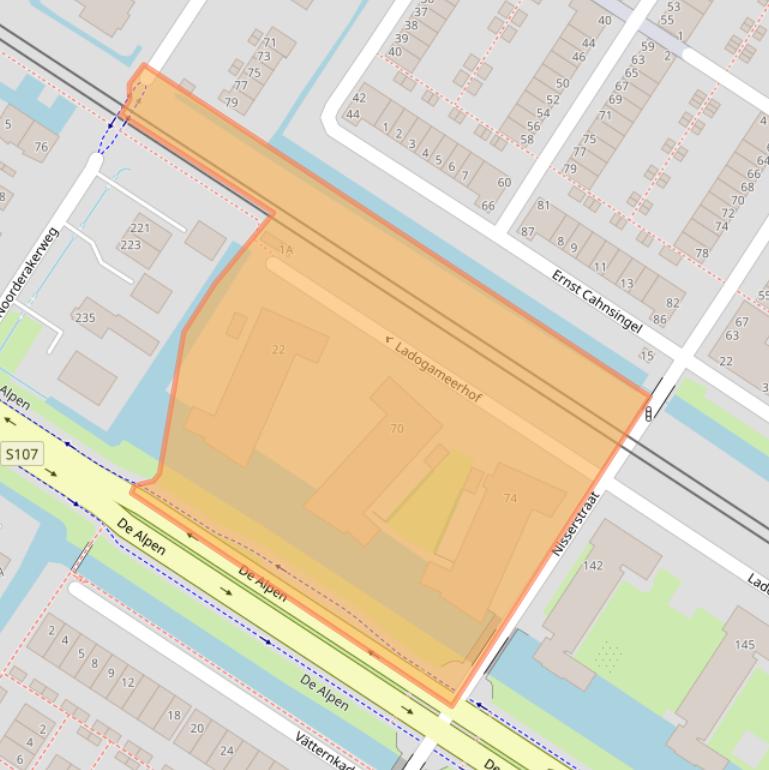 Kaart van postcodegebied 1060PJ.