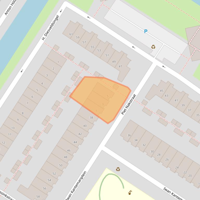 Kaart van postcodegebied 1060RK.