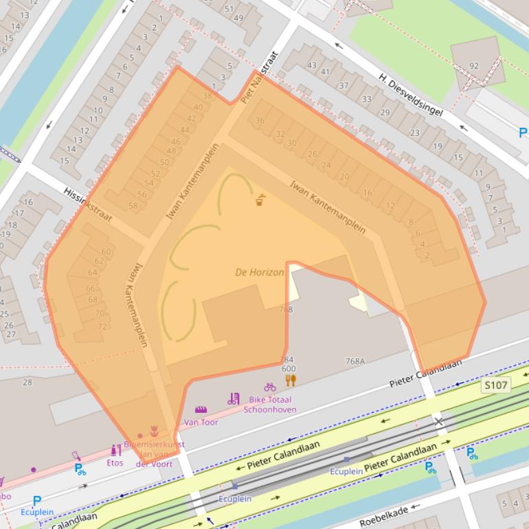 Kaart van postcodegebied 1060RM.