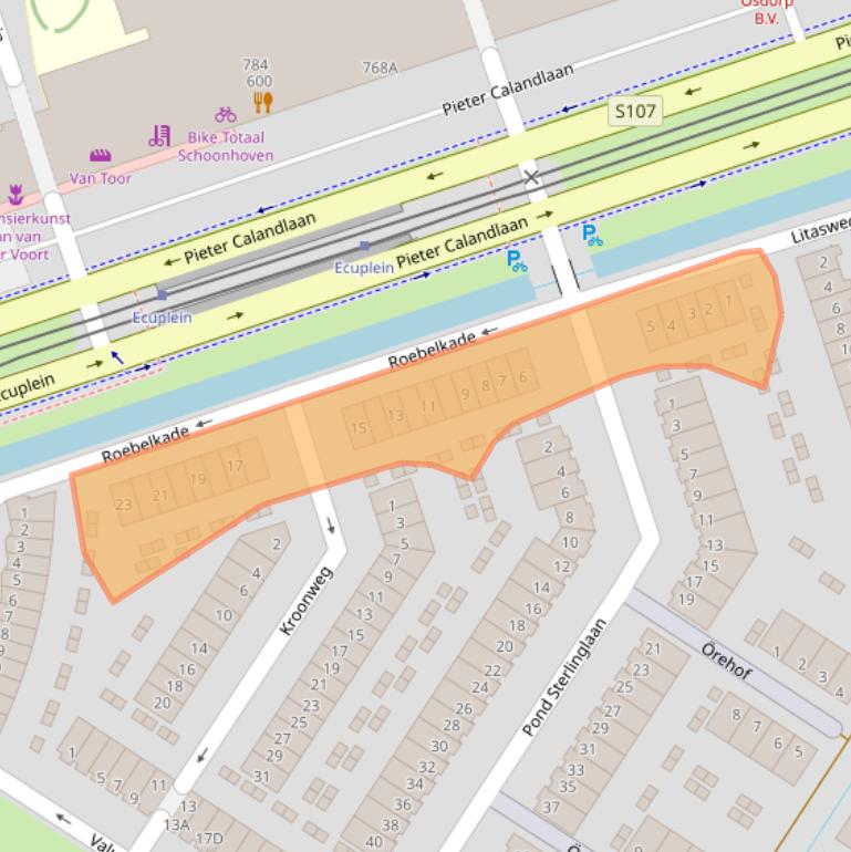 Kaart van postcodegebied 1060RP.