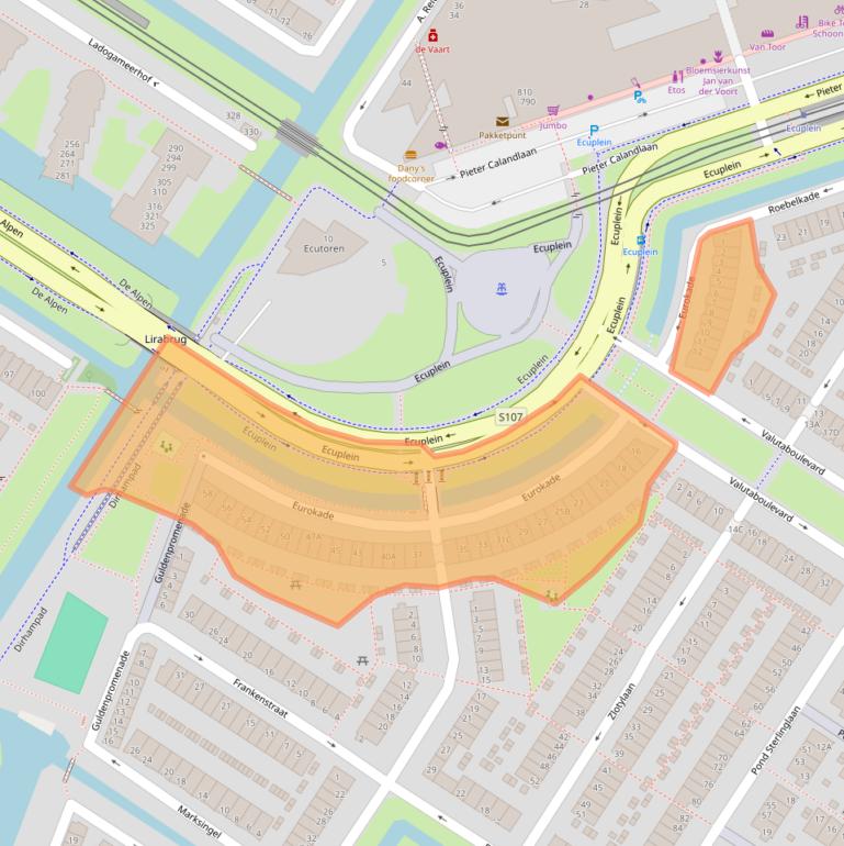 Kaart van postcodegebied 1060RZ.