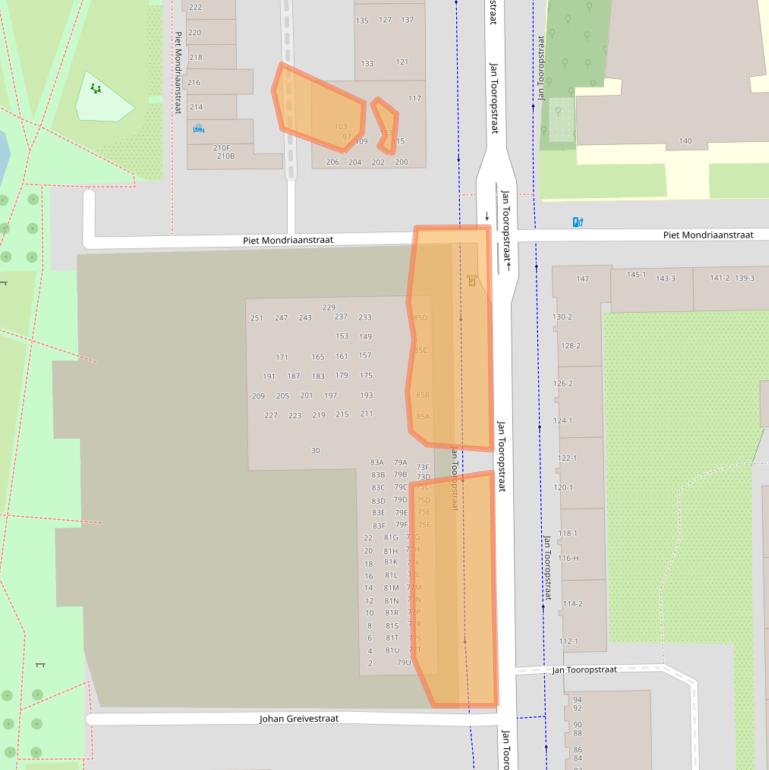 Kaart van postcodegebied 1061AA.