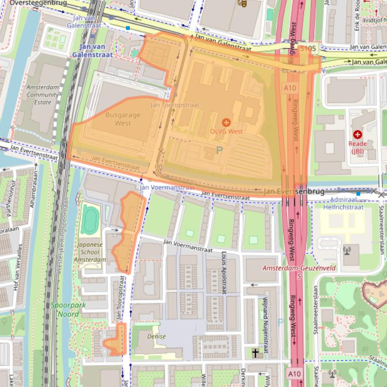 Kaart van postcodegebied 1061AE.
