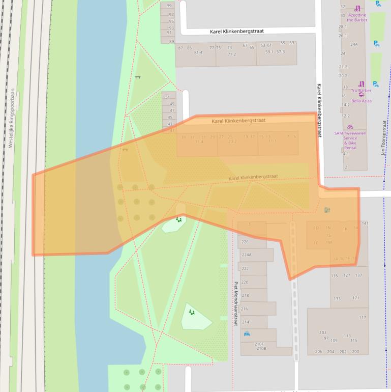 Kaart van postcodegebied 1061AH.