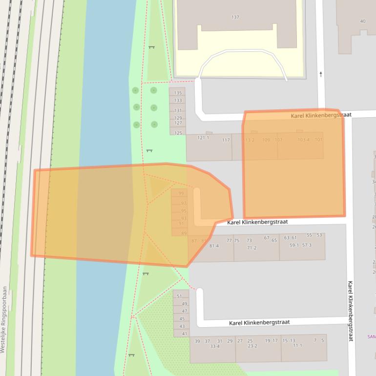 Kaart van postcodegebied 1061AK.