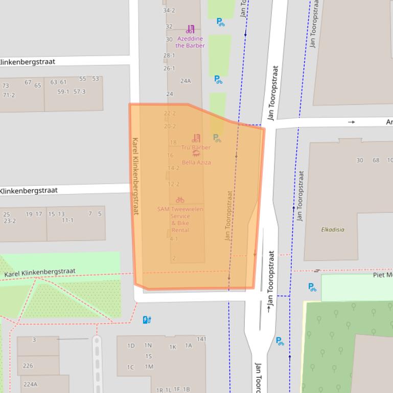 Kaart van postcodegebied 1061AM.