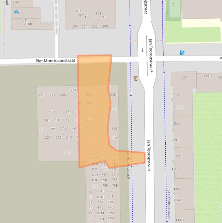 Kaart van postcodegebied 1061AW.