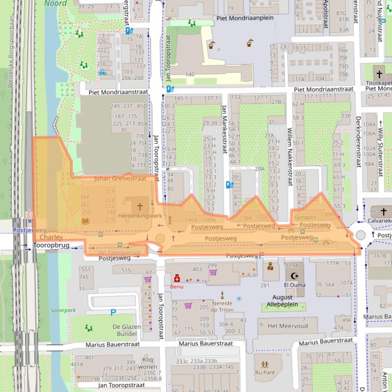 Kaart van postcodegebied 1061AX.
