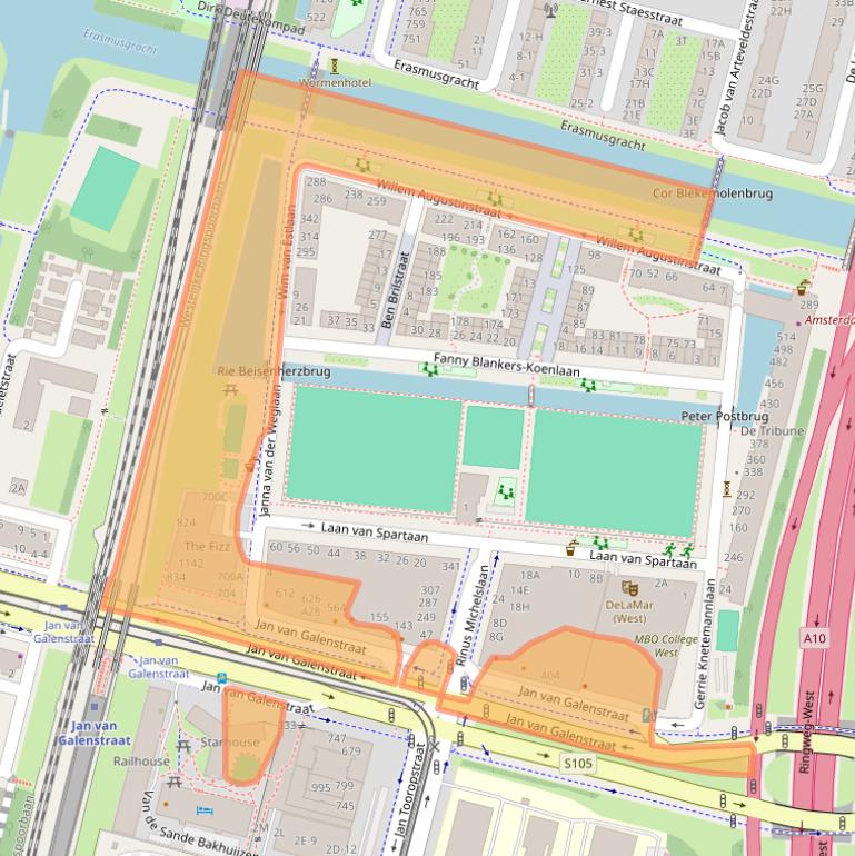 Kaart van postcodegebied 1061AZ.