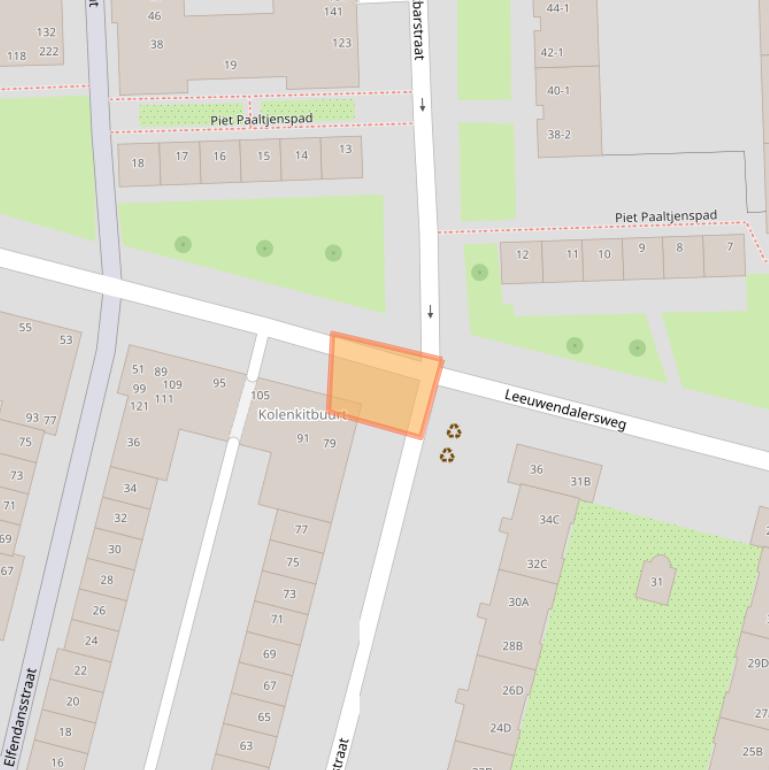 Kaart van postcodegebied 1061BB.