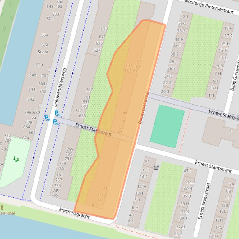 Kaart van postcodegebied 1061BM.