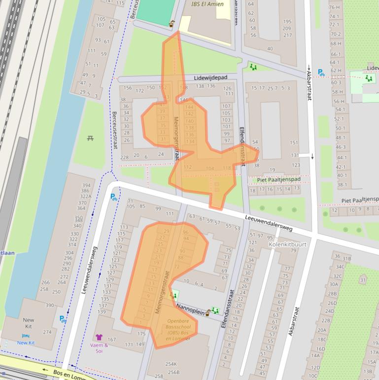 Kaart van postcodegebied 1061BN.