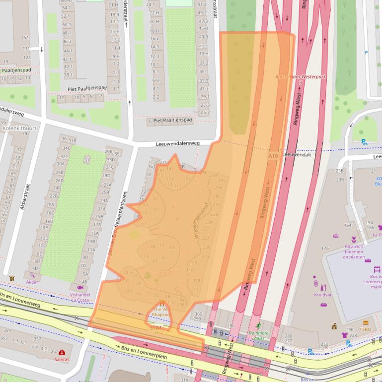 Kaart van postcodegebied 1061BS.