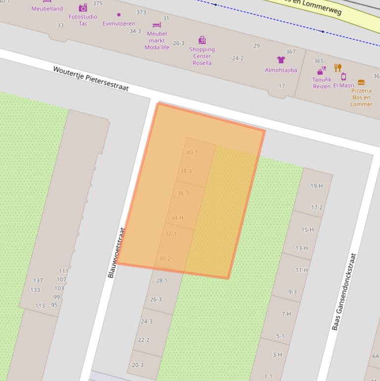 Kaart van postcodegebied 1061BX.