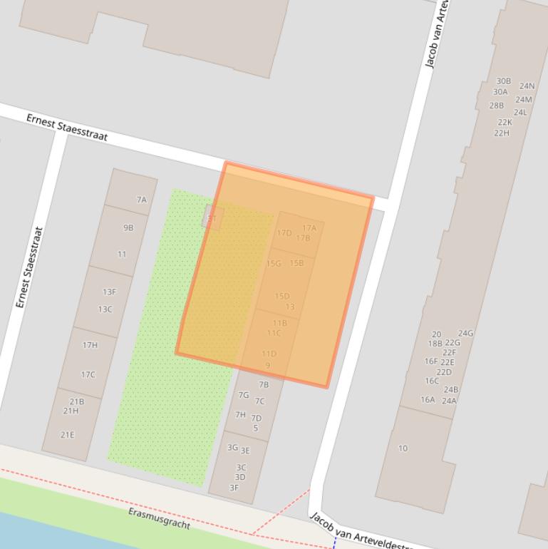 Kaart van postcodegebied 1061CG.