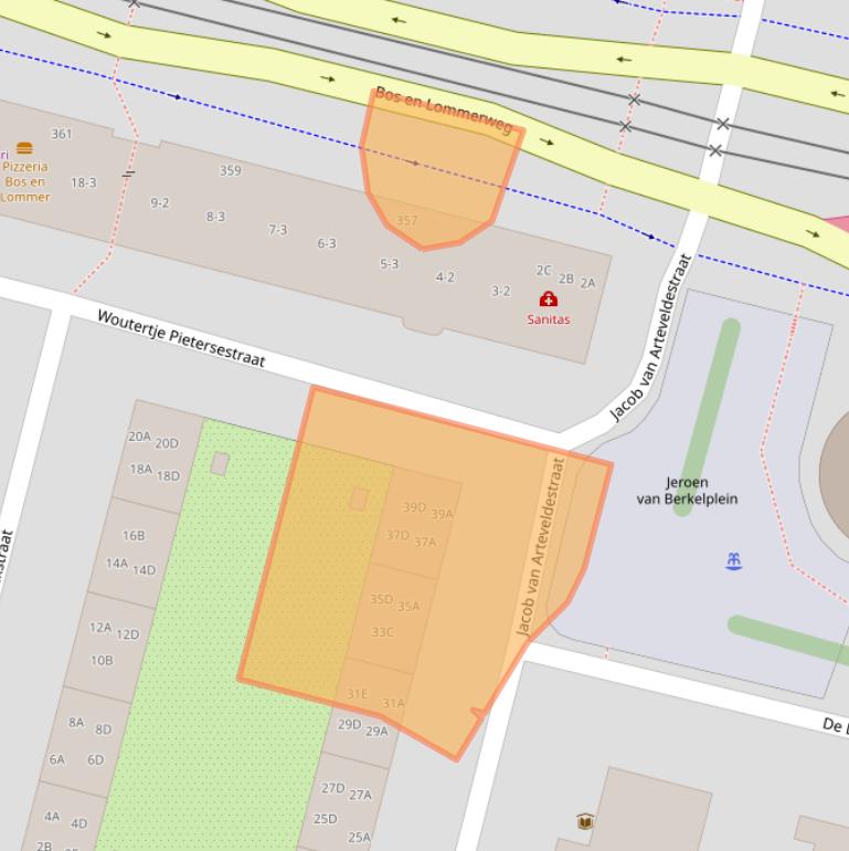 Kaart van postcodegebied 1061CJ.