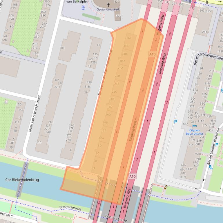 Kaart van postcodegebied 1061CS.