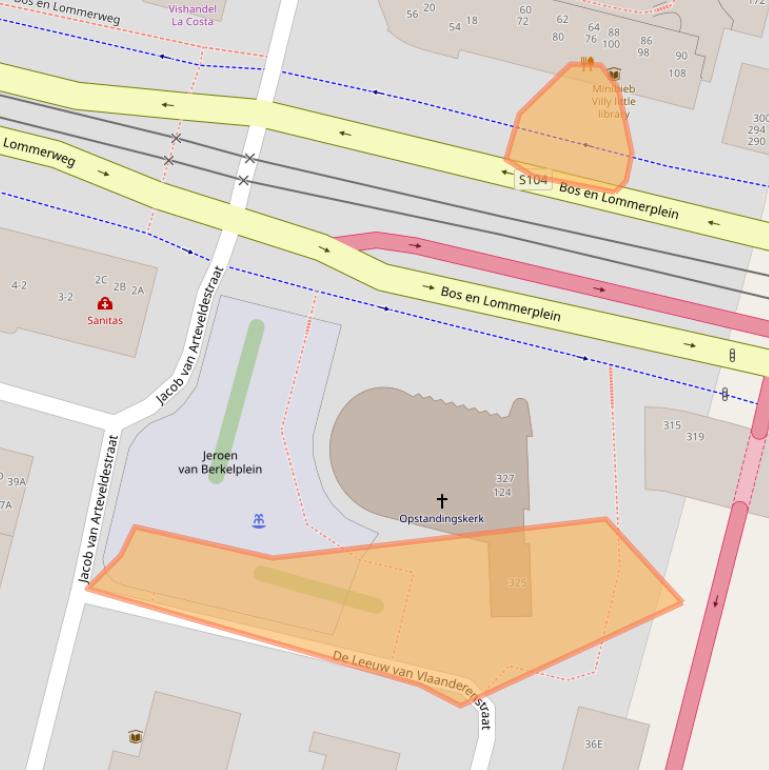 Kaart van postcodegebied 1061CW.