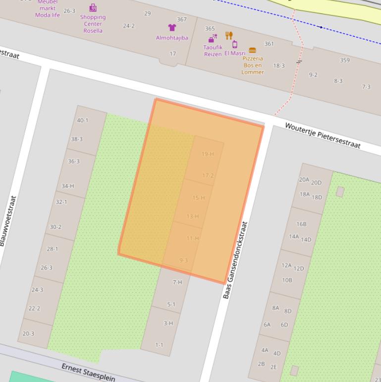 Kaart van postcodegebied 1061CZ.