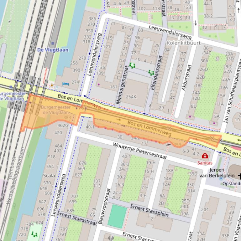 Kaart van postcodegebied 1061DH.