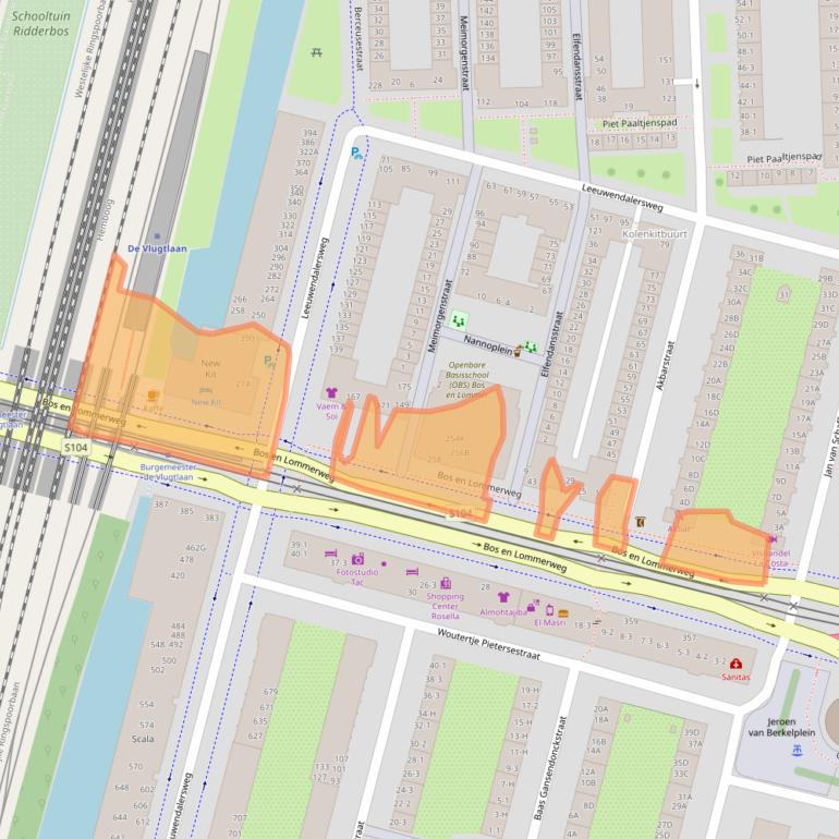 Kaart van postcodegebied 1061DJ.