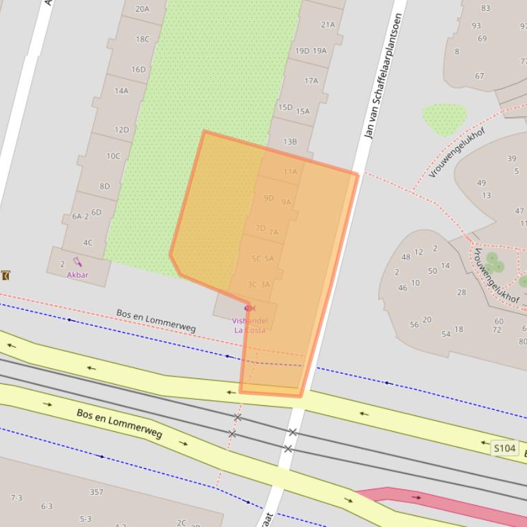 Kaart van postcodegebied 1061DK.