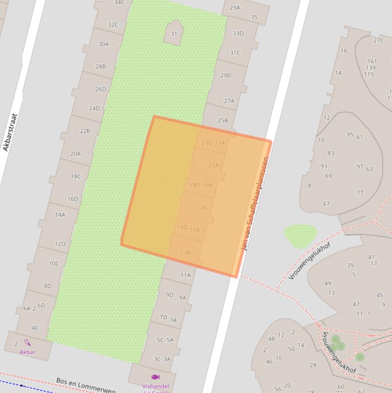 Kaart van postcodegebied 1061DL.