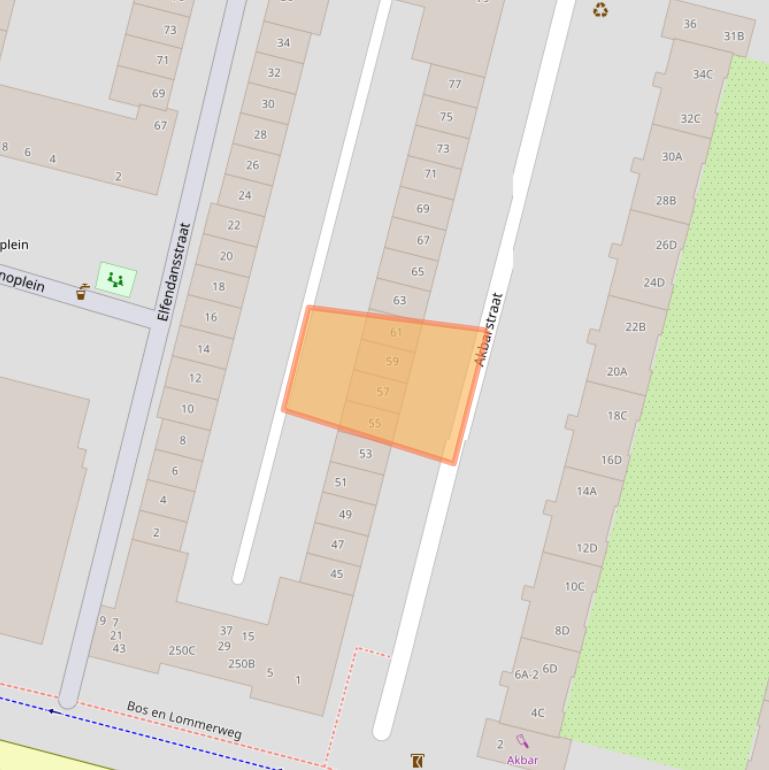 Kaart van postcodegebied 1061DW.