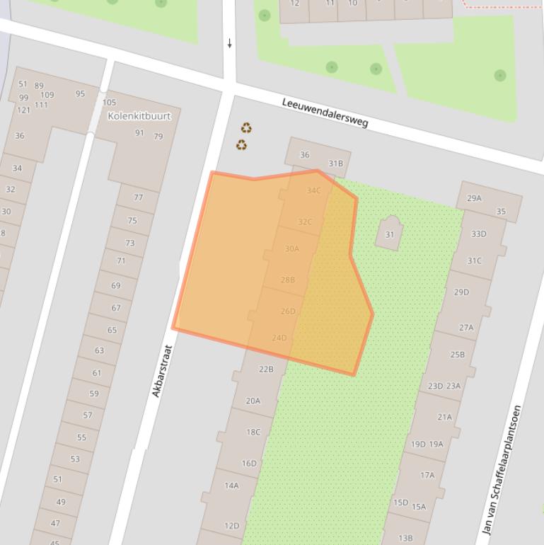 Kaart van postcodegebied 1061EB.