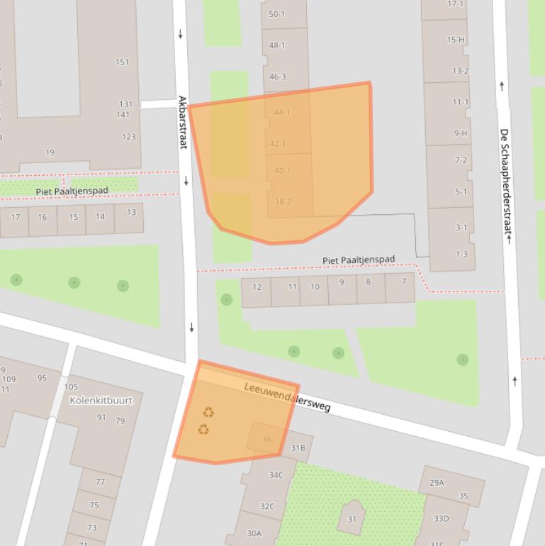 Kaart van postcodegebied 1061EC.