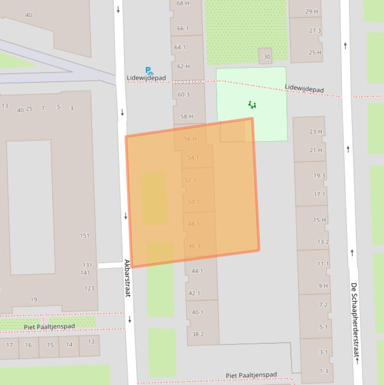 Kaart van postcodegebied 1061ED.