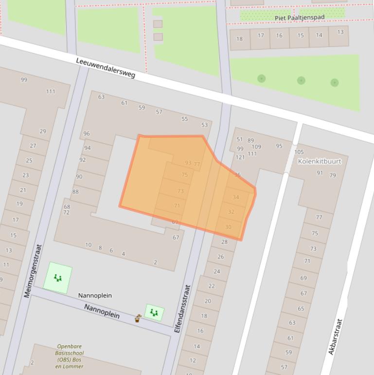 Kaart van postcodegebied 1061EP.