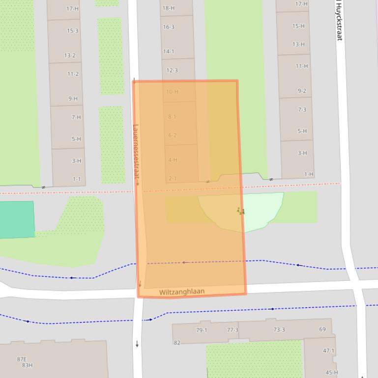 Kaart van postcodegebied 1061EX.