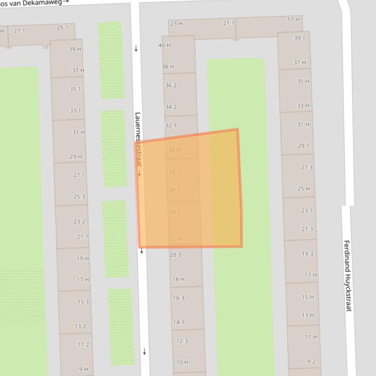 Kaart van postcodegebied 1061GA.