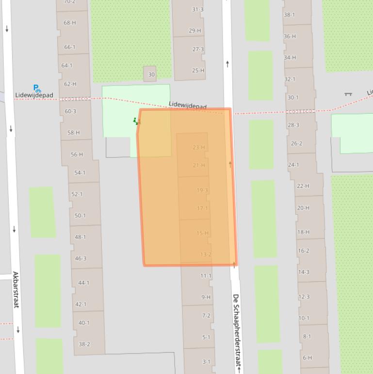 Kaart van postcodegebied 1061GP.