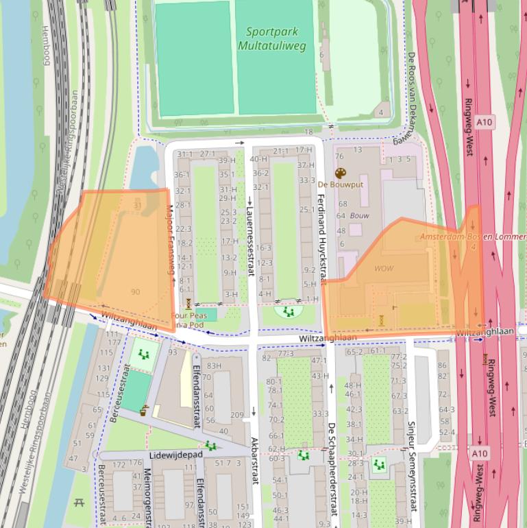 Kaart van postcodegebied 1061HC.