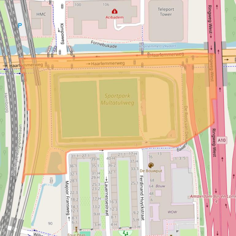 Kaart van postcodegebied 1061HT.