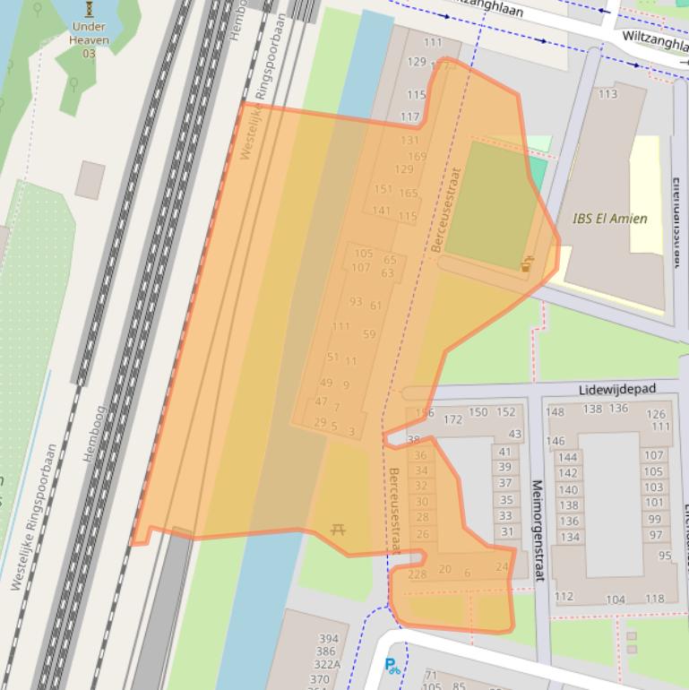 Kaart van postcodegebied 1061HX.