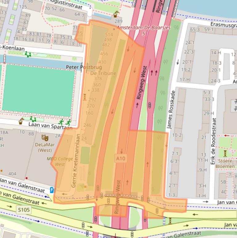 Kaart van postcodegebied 1061MC.
