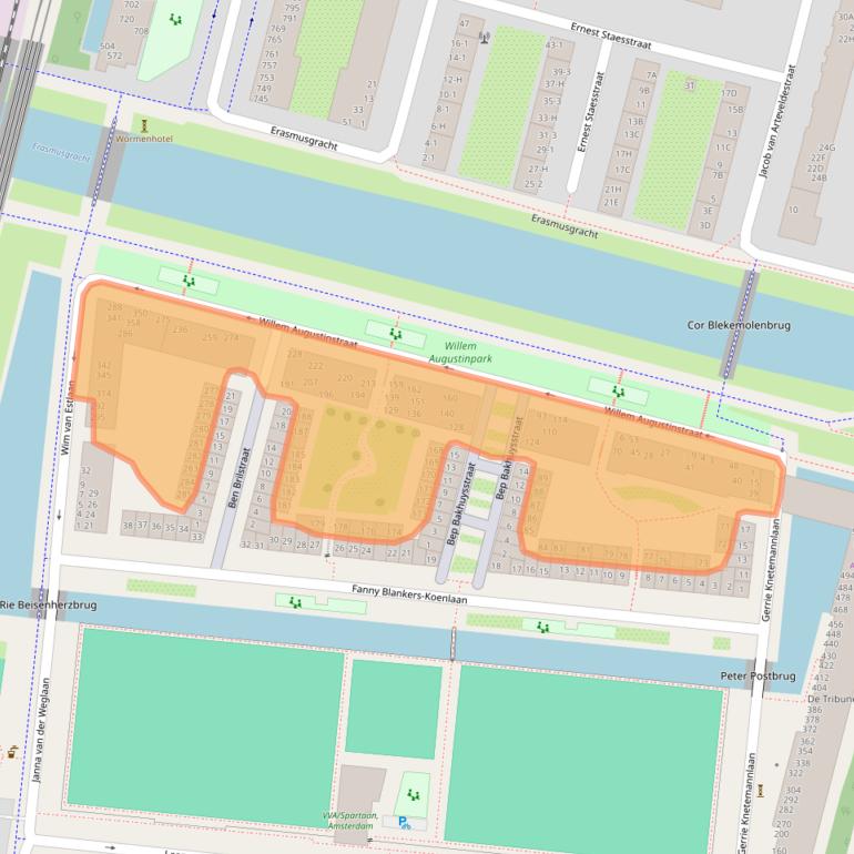 Kaart van postcodegebied 1061MJ.