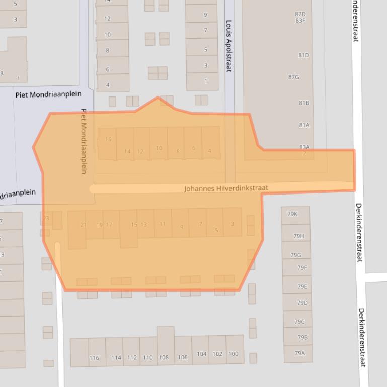 Kaart van postcodegebied 1061SB.