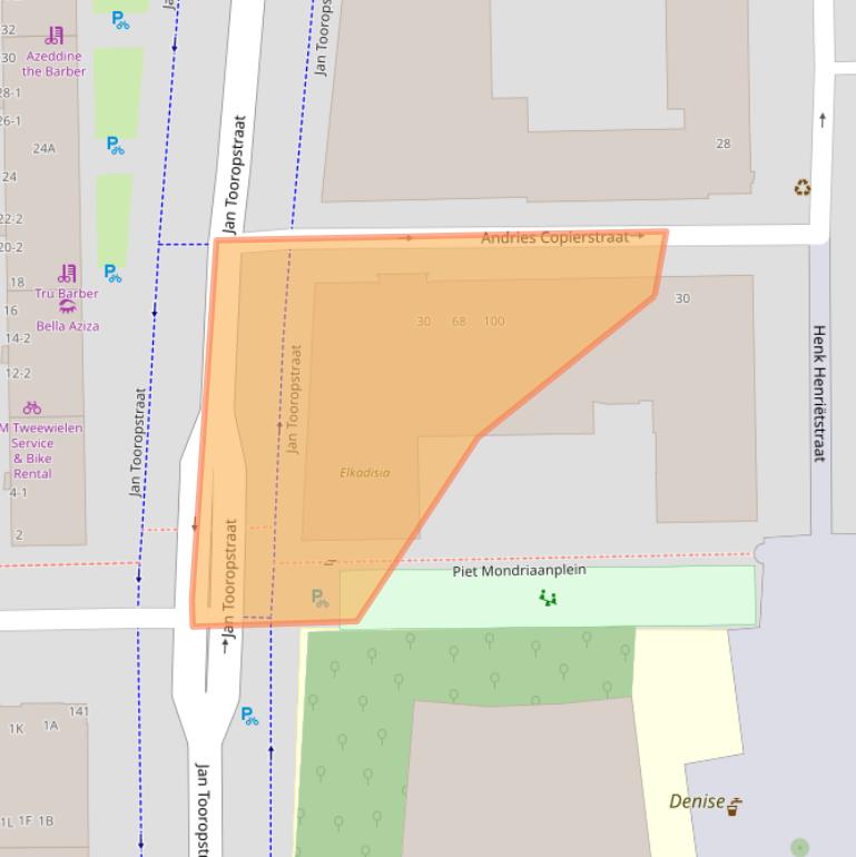 Kaart van postcodegebied 1061SE.