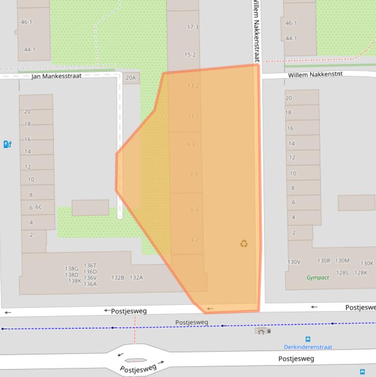 Kaart van postcodegebied 1061SZ.