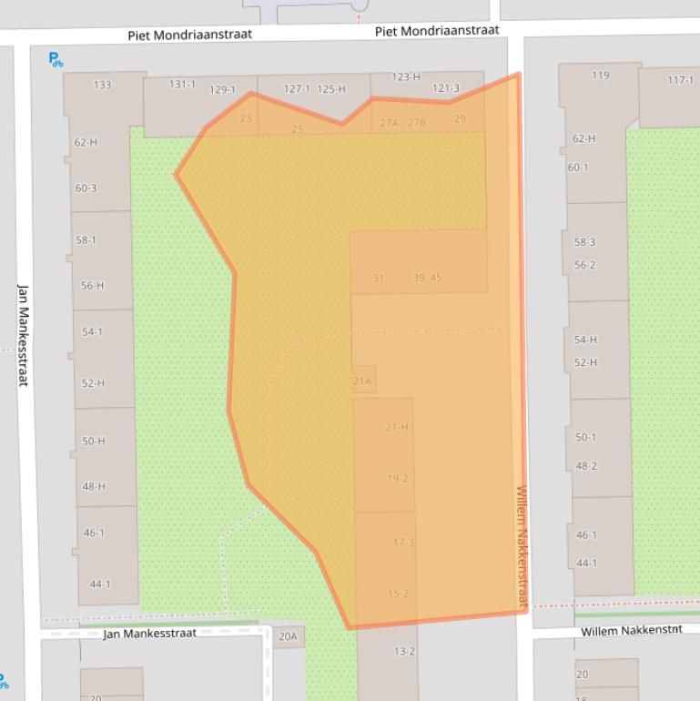 Kaart van postcodegebied 1061TA.