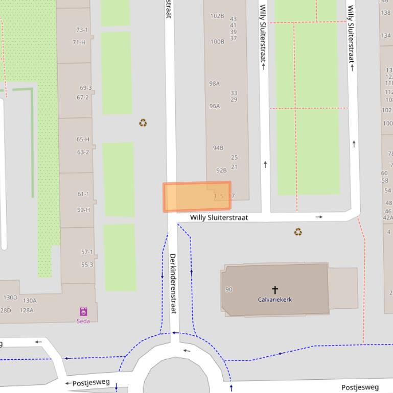 Kaart van postcodegebied 1061TE.